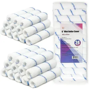 Mini  Roller 6" Mini 3/8" Nap Shedless Microfiber Roller Cover for Door Trim Furniture Cabinets - 24 Pack