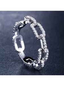 Creative lock chain lady's zirconia ring in rose gold Elegant engagement ring - luxurious jewelry Elegant Glittering Ring