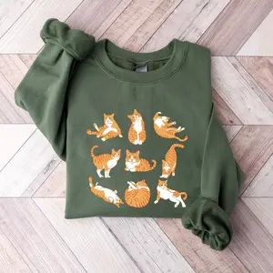 Cute Orange Cat Shirt, Orange Cat Sweatshirt, Orange Cat Mom Sweatshirt, Orange Cat Owner Gift, Orange Tabby Cat Sweatshirt, Ginger Cat Cotton Crewneck