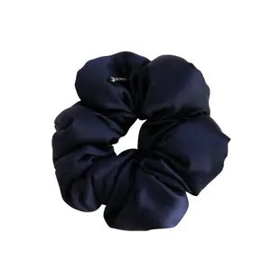 Navy Silk Pillow Scrunchie