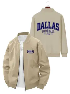 Casual Sports Dallas Football Printed Baseball Jacket for Daily Wear Outdoor Activities and Commuting