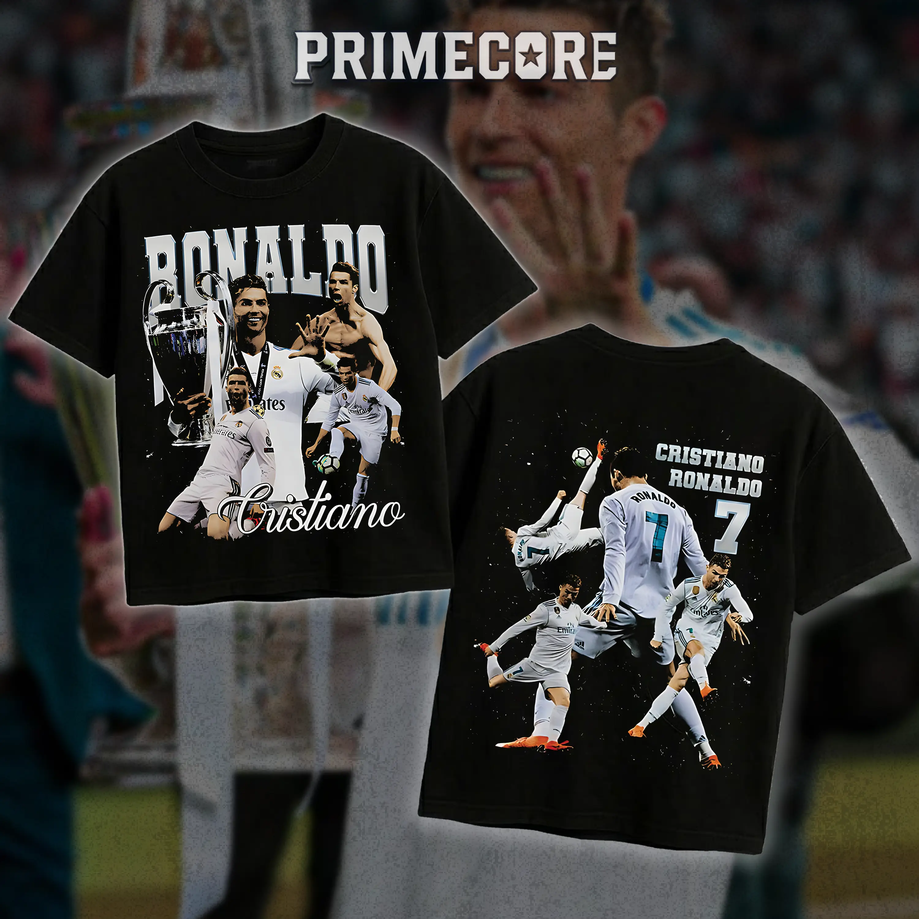 PRIMECORE Cristiano Ronaldo Tee, Soccer Fan Shirt, Cristiano Shirt, Soccer Tee, Sports Gift, Graphic Tee, Unisex Soccer Top Oversized Heavyweight Cotton Tshirt , Gift For Him