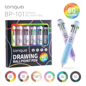 6pcs Colorful Drawing Ballpoint Pen Set, 0.8mm Tip, Ergonomic Grip, Easy Color Switch, 360° Rotating Stress Relief, Ideal for Art and Writing