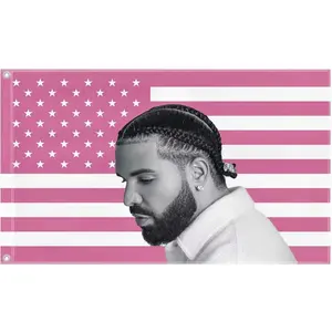 1PC Drake Pink American Flag Tapestry Decoration American Flag Bedroom Living Room Tapestry Decoration Dormitory Wall Decoration