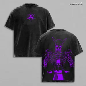 Uchiha Sasuke Susanoo Naruto Shippuden Vintage Washed Heavyweight Cotton Oversized Anime Manga T-Shirt, Double Printed Bootleg Graphic Tee, Y2K Aesthetic Acid Wash Faded Retro Unisex Streetwear Gym Pump Cover Sharingan Otaku Gift TikTok Trend