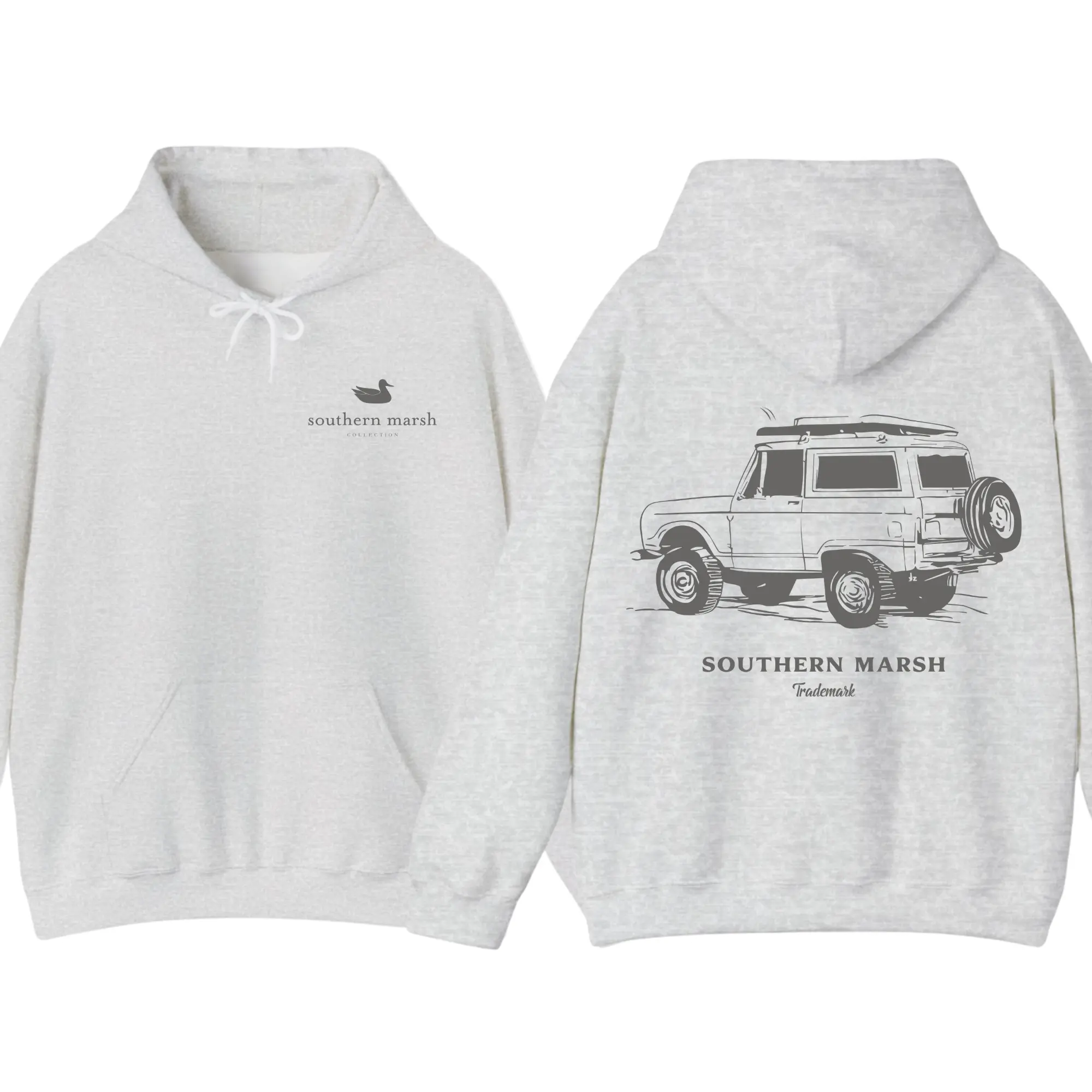 Southern Marsh Vintage SUV Graphic Hoodie – Outdoor Adventure Pullover, Cozy Cotton Streetwear Top, Unisex Vintage Travel Hoodie, Casual Menswear & Womenswear Gift for Nature Lovers