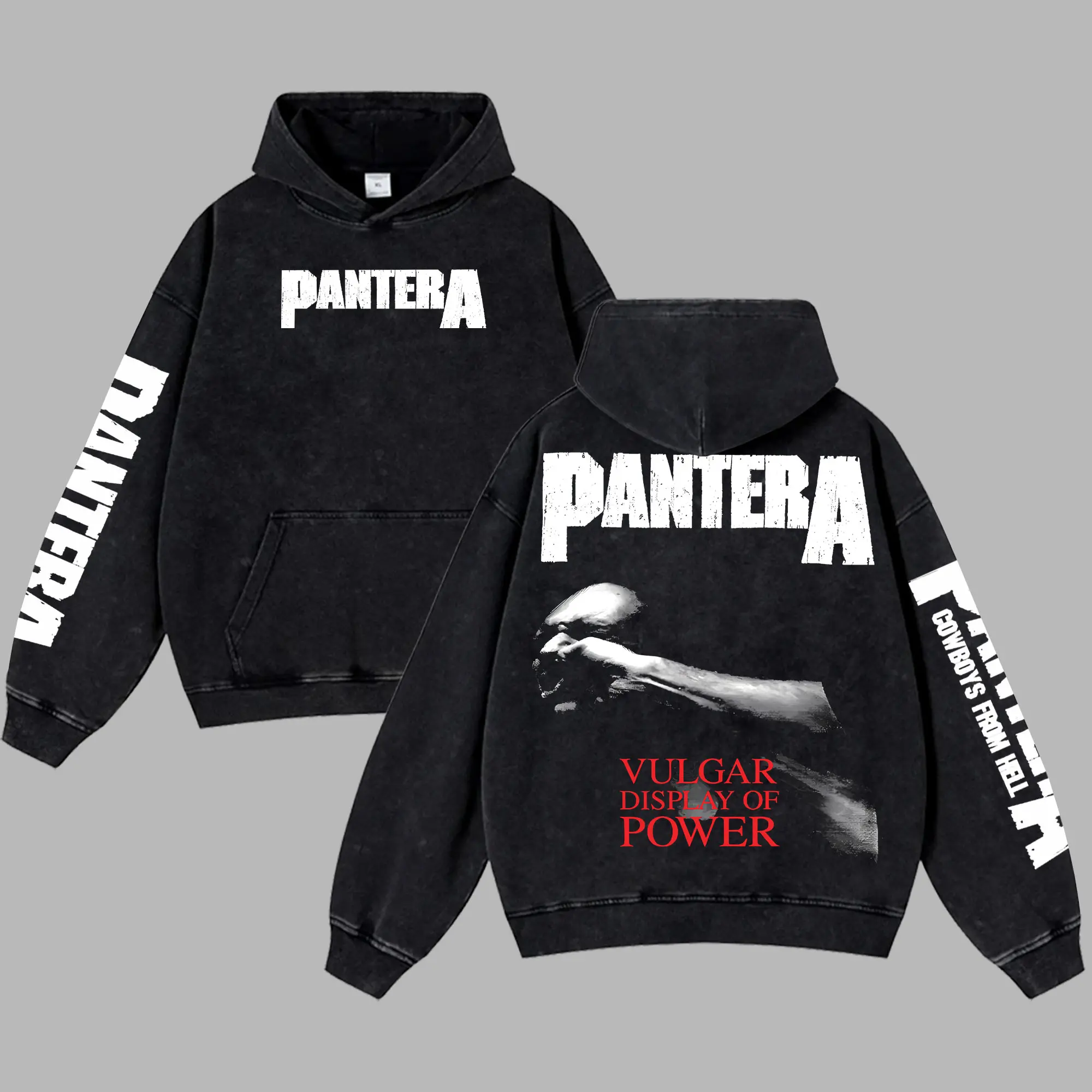 [Moshroom] Pantera A Vulgar Display Oversize Lightweight Acid Washed Tee Hoodie Rock Music Metal Gothic Punk Emo Grunge Post-hardcore Graphic Design Top Cotton Streetwear Game T-Shirt Crewneck Clothes Menswear Womenswear