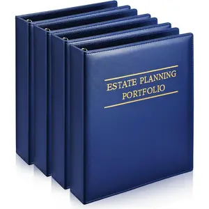 4 count Estate Planning Portfolio Binder PU Leather 3 Ring Binders with  Title and Index Tab Dividers, 11'' x 11.8'' x 2.4'' Estate Planning Organizer(Blue)