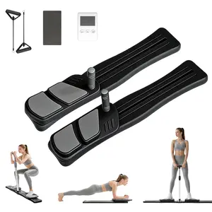 Homhut Pilates Board for Home Workout - Upgraded 7 in 1 Foldable Pilates Reformer Set, Multifunctional Ab Trainer with Resistance Bands & LED Timer, Pilates Board for Women Full Body Workout
