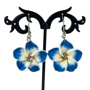 earring stylish Y2K Blue Tropical Coconut Girl Earrings | Plumeria Earrings | Hawaii | Island Core | Mermaid Core jewelry