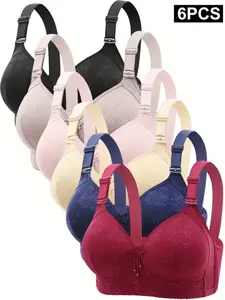 Women's Contrast Binding Push Up Bra, Soft Comfortable Breathable Wireless Bra, Women's Lingerie for All Seasons