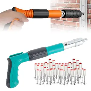 Manual Mini Steel Nail Gun with Nails,5 Gears Power Adjustment,Integrated Air Nailer for Concrete & Woodworking.