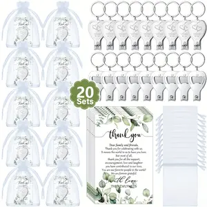 20 set Party Supplies suit Wedding Gifts for Guests Bottle Opener Nail Ciper  Heart Gifts Thank YouCards and Organza Bag Guest Souvenirs for Wedding Party Bridal Gifts