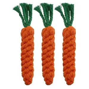 🐶 Puppy Teething Saver! Soft Cotton Carrots (3-Piece) | Soothes Itchy Gums, Durable Chew Knot, Furniture Protection Toy