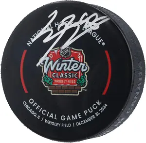 Connor Bedard Chicago Blackhawks Autographed 2025 NHL Winter Classic Official Game Puck - Fanatics Authentic Certified