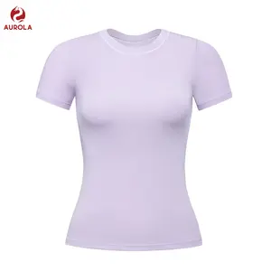 AUROLA Everyday Fitted T-Shirt for Women,Crew Neck Basic Short Sleeves T ShirtCrop Tops Modal Slim Fit Tee