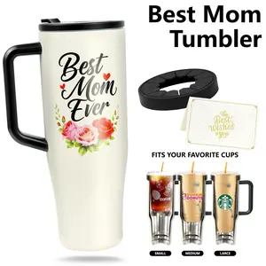 ZIOSINM 40oz Stainless Steel Tumbler - Portable Insulation Water Bottle, Leak-Free Vacuum Flask with Universal Silicone Adapter Ring, Fits All To-Go Cup Sizes, Floral Monogram, Unique Retirement Gift for Women