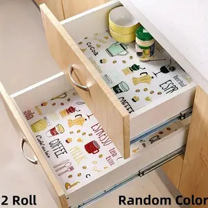 2 Roll Waterproof Shelf Liner, Multifunctional Drawer Liner, Cute Cartoon Printing, Non-Adhesive, Oil-Proof, Home Decor, Kitchen Gadgets
