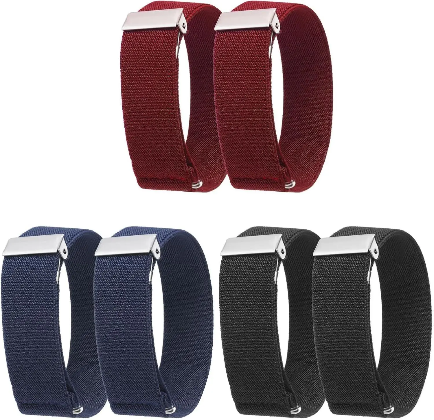 6 Pieces (3 Pairs) Sleeve Garters Unisex Elastic Adjustable Armbands Anti-Slip Shirt Garters Sleeve Holders Arm Garter for Women and Men Black, Wine-red, Blue or Men