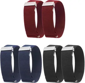 6 Pieces (3 Pairs) Sleeve Garters Unisex Elastic Adjustable Armbands Anti-Slip Shirt Garters Sleeve Holders Arm Garter for Women and Men Black, Wine-red, Blue or Men