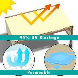 ColourTree 8' W x 16' L Waterproof Beige Pergola Sun Shade Canopy Replacement Cover Commercial Grade 260 GSM Cloth with Stainless Steel Rods for Outdoor Patio