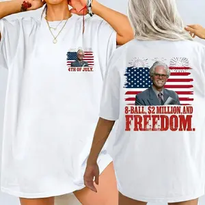 Baby Billy 4th of July 8-Ball And 2 Million Shirt, Righteous Gemstones Patriotic USA Flag Tee, Funny Show Fireworks