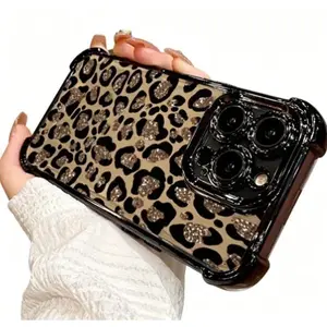 Light Luxury High-End Brown Leopard Print 4-Corner Drop-Proof Phone Case with Flexible Fit, Compatible with iPhone 17, 16, 15, 14, 13, 12, 11 and X Models