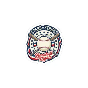Stars & Stripes Baseball Sticker | Patriotic Baseball Fan, Vintage Ballpark Aesthetic