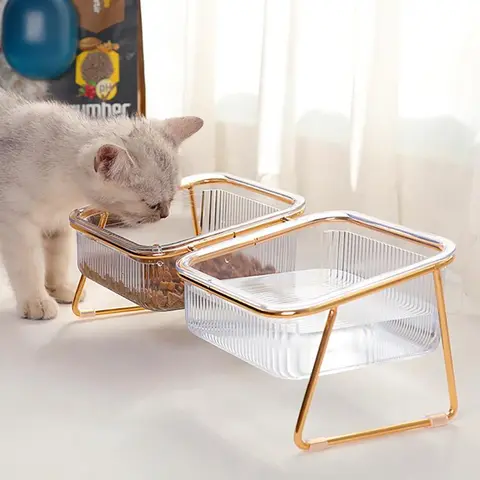 Iron Pets Feeding Bowl, 1 Count Clear Pet Water Bowl with Raised Stand, Elevated Slow Feeder, Pet Feeding Supplies for Dog & Cat, Easy To Clean Feeding Supplies for Puppy Kitten, Valentine's Day Gift