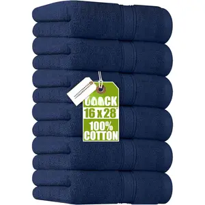 6 Pack Premium Hand Towels Set, 16 by 28 inches, 100% Ring Spun Cotton, Ultra Soft and Highly Absorbent 600GSM Towels for Bathroom, Gym, Shower, Hotel, and Spa, Navy Blue