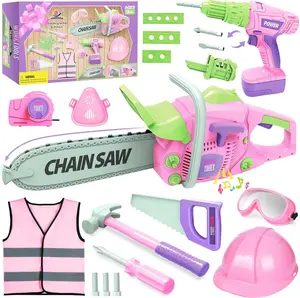 Kids Tool Set for Girls – Toddler Construction Toy Set with Chainsaw, Drill & More – Perfect Pretend Play Gift for Ages 3+