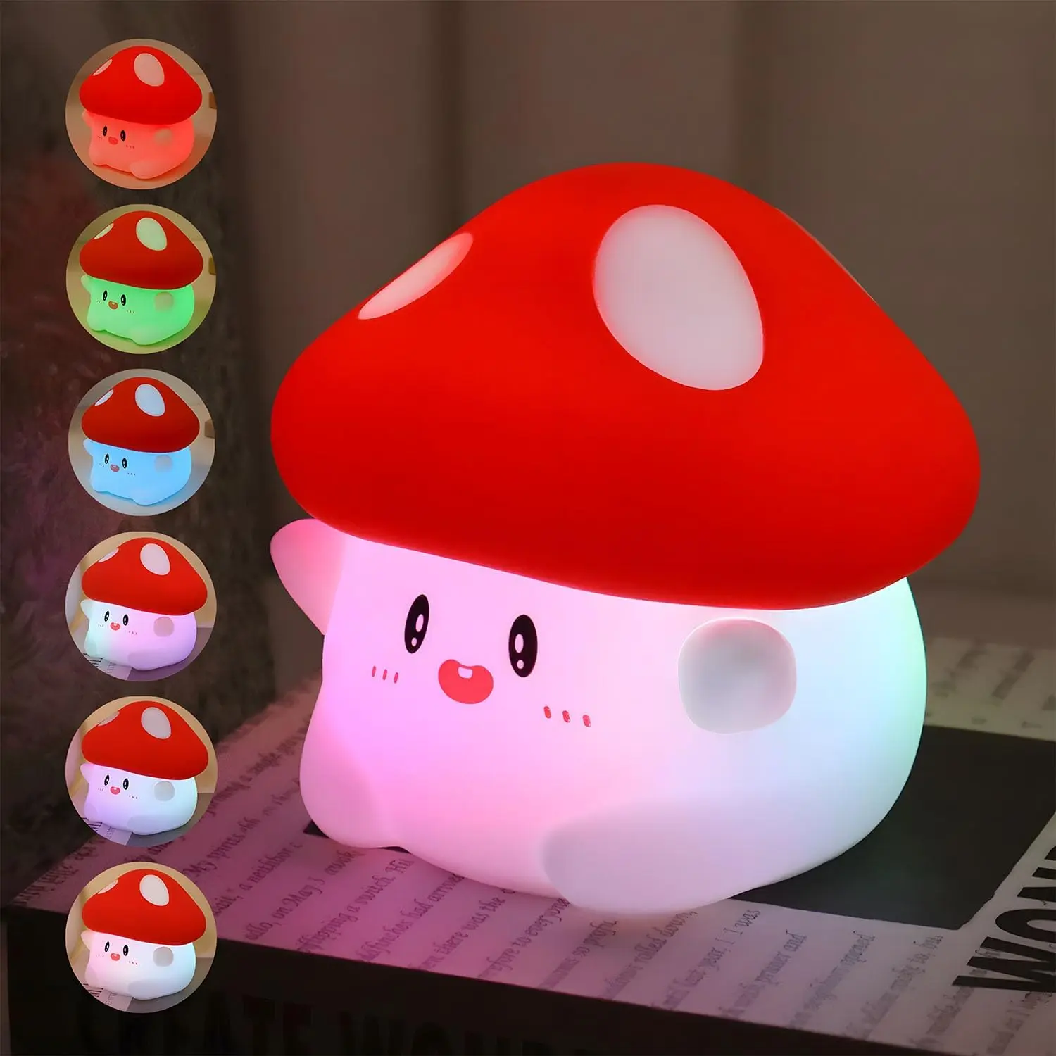 HALLOWEEN GIFT  Color Changing Night Light for Kids – Cute Squishy Silicone Rechargeable Bedside Lamp with Tap Control, 2 Brightness Levels, 50-Hour Battery, Timer & Room Decor Gift