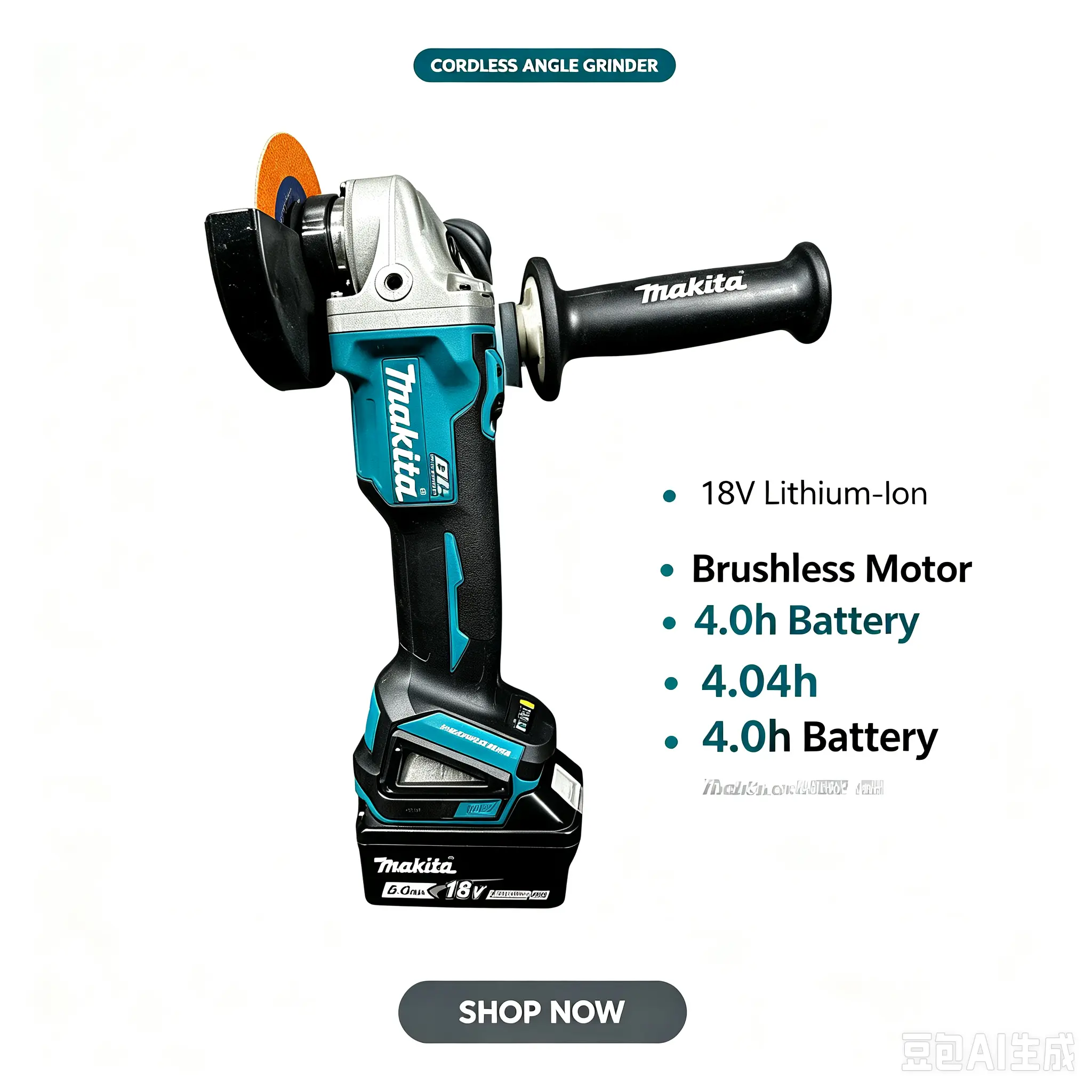 Makita DGA404 Angle Grinder - Rugged Hand Tool with Overload Protection, Kickback Reduction,  electric wrench hard drill kit level stepless speed case storage mechanical use shock active vibration control work light lithium cordless