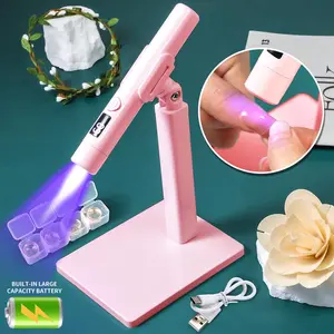 Portable Mini UV LED Nail Light with Stand, 1 Box Cordless LED Nail Dryer Lamp with Display Screen for Gel Nails, Manicure Tool for Home Salon, Nail Curing Light
