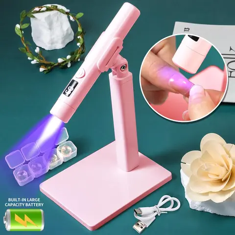 Portable Mini UV LED Nail Light with Stand, 1 Box Cordless LED Nail Dryer Lamp with Display Screen for Gel Nails, Manicure Tool for Home Salon, Nail Curing Light