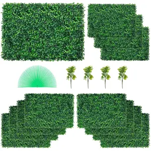VEVOR 12PCS 24\"x16\" Grass Wall Panels for 32 SQ Feet, Boxwood Hedge Wall Panels, Artificial Grass Backdrop Wall 1.6\", Privacy Hedge Screen UV Protected for Outdoor Indoor Garden Fence Backyard