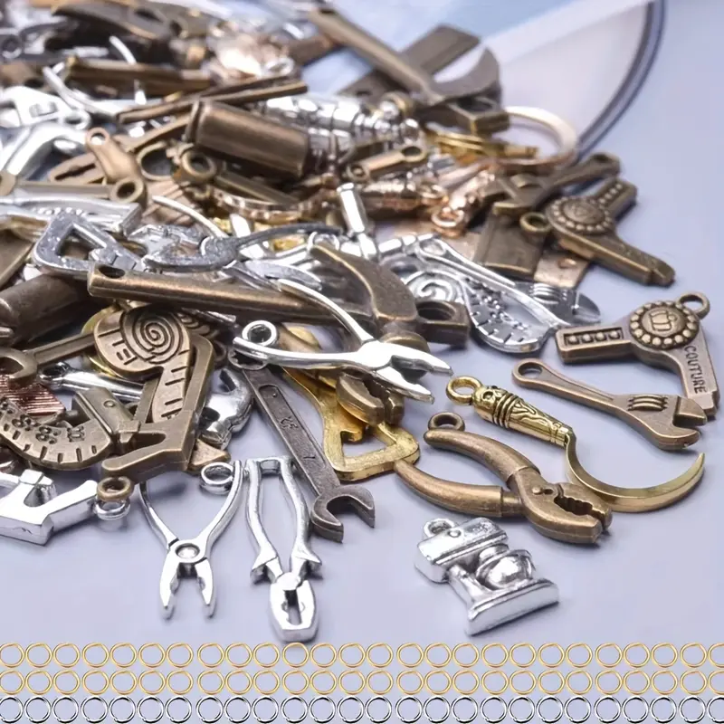 Zinc Alloy Assorted Animal Customize Pendants Set (100-200g) with Jump Rings, Unisex Blank Charms & Pendants for DIY Handmade Jewelry, Everyday Casual Aesthetic Gift, Anklet Add-On, Compact Storage Accessory