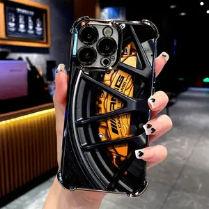 Fashionable and luxurious phone case, inspired by the wheel hub design of sports cars, compatible with iPhone models17 Air  16, 15, 14, 13, 12, 11 Pro Max, Max and Plus, and equipped with a transparent soft back for fall protection