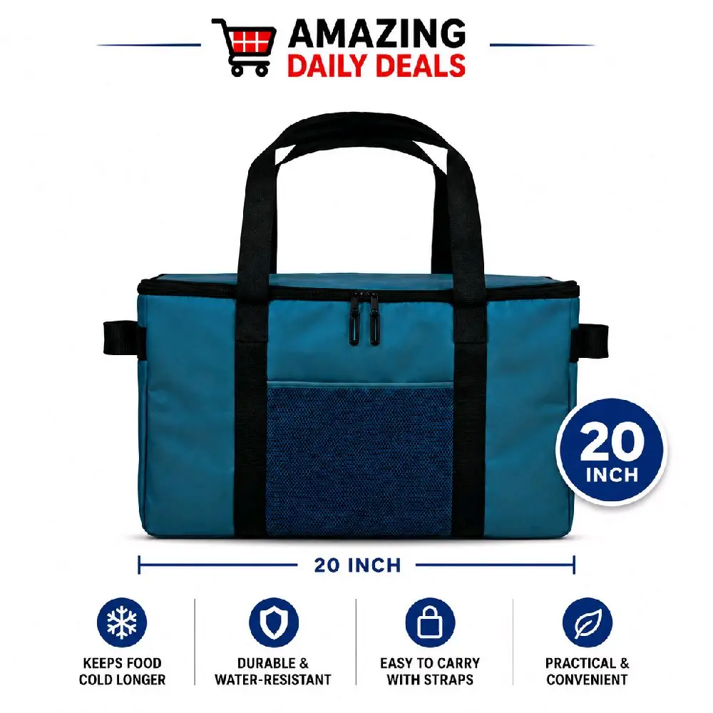 KeepCool Insulated Reusable Shopping Cooler Bag Large Grocery Tote Blue
