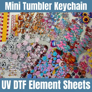 Mini Tumbler Keychain UV DTF Element Sheet, UV DTF Stickers, Mini Tumbler Wraps