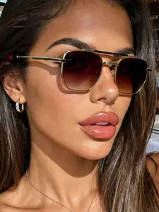 New Vintage High-Quality Oval Dual-Bridge Fashion Glasses, Classic Unisex Casual Daily Wear Decorative Eyewear for Men and Women, Metal Frame Aviators Eyeglasses