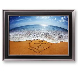 Sand Writing Personalized Art Framed Arts Gift,includes Names and the Date Unique Gift for the Wedding Anniversary.With Different Frame Styles