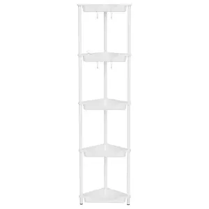 Rustproof 3 Tier Floor Standing Corner Shower Caddy Organizer, Plastic Metal Splicing Floor Corner Shelf Rack Stands for Bathroom