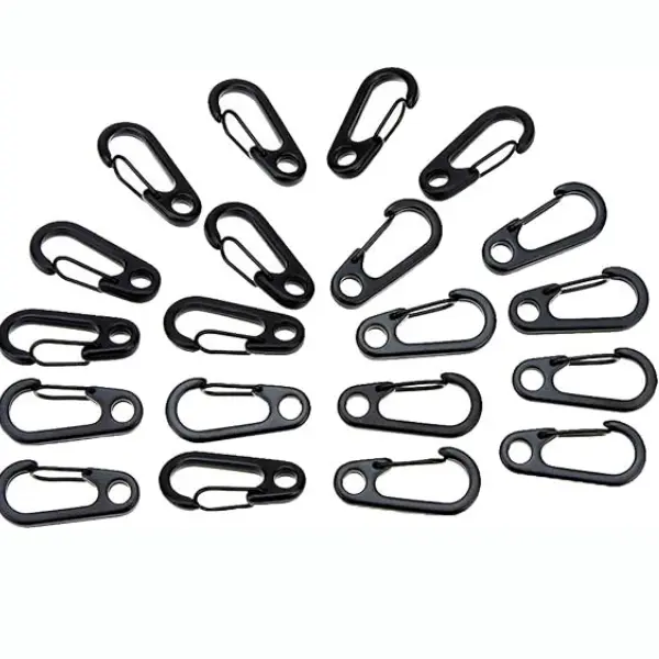 20Pcs Metal Spring Backpack Clasps Carabiners Hook EDC Keychain Fishing Camping Bottle Hooks Paracord Tactical Survival Gear Black Durable Reliable Essential Gear for Adventures