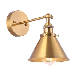 Parrot Uncle 1-Light Rhem Brass Wall Sconce Light - Rich Brass Tone, Single Light Sconce, Chic Accent Lighting for Living Room & Hallway