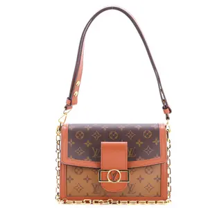 Pre-owned Louis Vuitton Canvas Coated Shoulder Bags Dauphine Shoulder Bag Reverse Monogram Canvas MM by Rebag