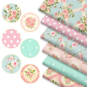 6pcs Cottagecore Aesthetic Fabric Bundles, 45cmx50cm (17.72x19.69in) Vintage Rustic Farmhouse Flower Pattern Fabric Squares for Quilting, Patchwork DIY Sewing Material for Bedding, Tablecloth, Bags, Headbands