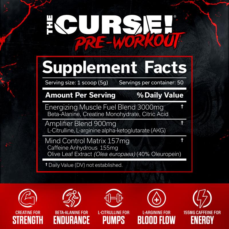 JNX SPORTS The Curse! Pre Workout Powder | 50 Servings | 155mg Caffeine, Beta-Alanine, L-Citrulline & Creatine | Pre-Workout for Men & Women