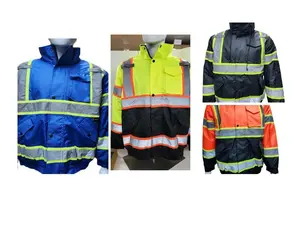 New Class 3 Sherpa Insulated Safety Rain Jacket with Hoodie / Reflective Safety Rain Jacket with hoodie in various colors ( see sizing information in Description)