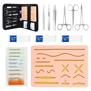 [Student Suturing Practice Kit (20pcs)] Multi-wound suturing training model with durable silicone suture pads, suitable for wound closure techniques. Includes practice tools and safety case. (For educational purposes only)